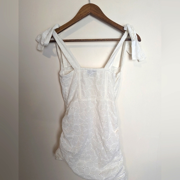 Lioness White Embroidery Senorita Ties Straps Mini Bodycon Dress - Picture 4 of 8